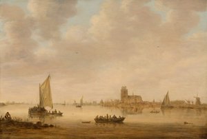 Gezicht op Dordrecht vanaf de Dordtse Kil door Jan van Goyen
