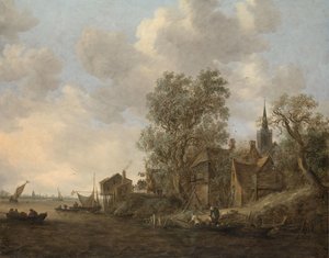 Gezicht op een stad aan een rivier