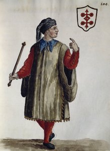Carrarese kleding, aquarel uit De Venetiaanse kleding, van bijna elke leeftijd zorgvuldig verzameld en geschilderd in de 18e eeuw