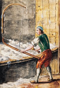 De katoen spinner, illustratie uit Geïllustreerd boek van Venetiaanse kostuums, door Jan Grevenbroeck, aquarel, Italië door Jan van Grevenbroeck