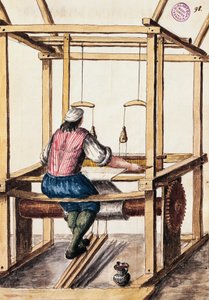Wever, illustratie door Jan van Grevenbroeck (1731-1807) uit Het kleed van de Venetianen manuscript, Italië