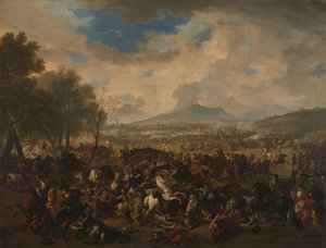 De slag bij Ramillies tussen de Fransen en de geallieerden, 23 mei 1706 door Jan van Huchtenburg