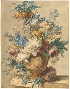 Boeket Lentebloemen in een Terracotta Vaas door Jan van Huysum