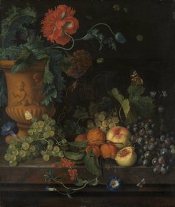 Terracotta Vaas met Bloemen en Vruchten door Jan van Huysum