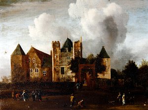 Een Uitzicht op Kasteel Purmerend, nabij Monnickendam, Waterland, Nederland