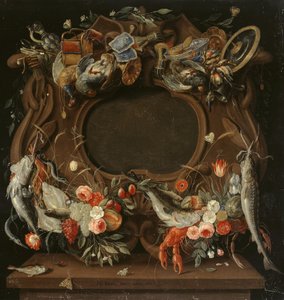 Medaillon met een allegorische afbeelding van de vier elementen door Jan van Kessel the Elder
