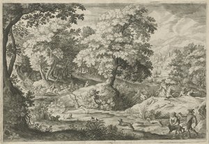 Hertenjacht in een moeras door Jan van Londerseel