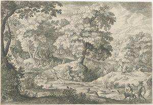 Hertenjacht in een moeras door Jan van Londerseel