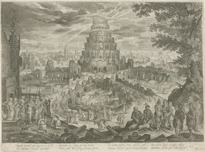 Nimrod laat de Toren van Babel bouwen door Jan van Londerseel
