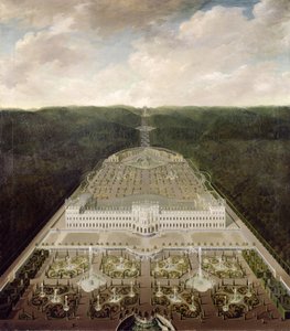 Uitzicht vanaf het kasteel naar de achthoek door Jan van Nickelen