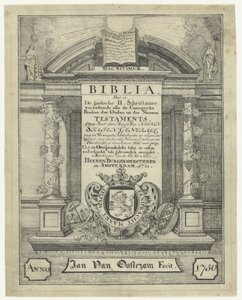Titelblad van een bijbel uit 1721 door Jan van Oosterom