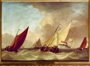 Marine Schilderij door Jan van Os (1744-1808) 18e eeuw Dim. 0,52x0,73 m