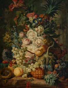 Stilleven met fruit en bloemen