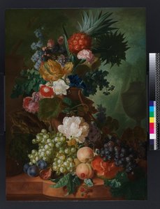 Vaas met bloemen en fruit, voor 1808