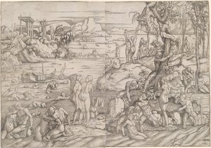 De zondvloed door Jan van Scorel