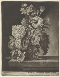 Bloemen in een glazen vaas door Jan van Somer