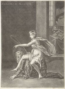 Socrates door zijn vrouw bespot Socrates & Xantippe (titel op object) door Jan van Somer