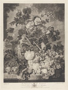 Een Stuk Fruit, gegraveerd door Richard Earlom, 1781 door Jan van after Huysum