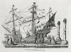 Triomfvaartuig bij de begrafenisstoet van keizer Karel V, 1559 door Jan van and Doetechum Doetechum the elder