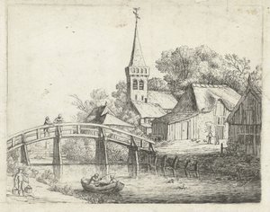 Landschap met houten brug door Jan van de Cappelle