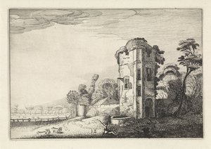 Herder bij een toren met een waterput door Jan van de Velde (II)