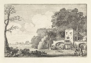 Landschap met de wegzending van Hagar en Ismael door Jan van de Velde (II)