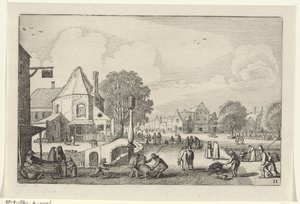 Marktdag in een stad door Jan van de Velde (II)