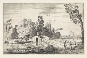 Rivierlandschap met een stenen brug (Landschappen, Amenissimae aliquot requculae)