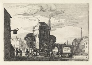 Stadsgezicht met een brug over een rivier