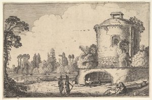 Landschap met een ronde toren