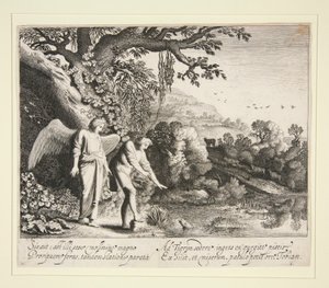 Tobias ziet de vis, uit het verhaal van Tobias door Jan van de Velde II