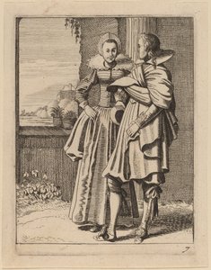 Twee figuren in kostuum door Jan van de Velde II