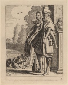 Twee figuren in kostuum door Jan van de Velde II