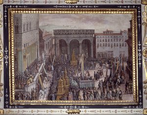 De viering van vleierijen in Florence door Jan van der Straet