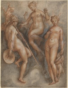 Drie Godinnen: Minerva, Juno en Venus, ca. 1587 door Jan van der Straet