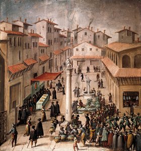 Piazza del Mercato Vecchio, Florence door Jan van der Straet