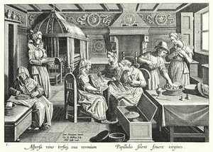 Het hanteren van de eieren van zijderupsen door Jan van der Straet