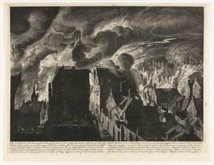 Het blussen van de zware brand aan de Elandsgracht, 1679 door Jan van der Heyden (attributed to)