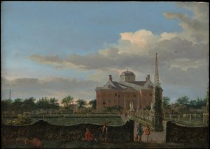 Het Huis ten Bosch in Den Haag en zijn formele tuin (gezien vanuit het zuiden) door Jan van der Heyden