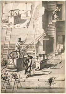 Vergelijking van de oude brandspuiten met Van der Heydens slangenbrandspuit door Jan van der Heyden