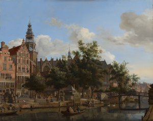 Uitzicht op Oudezijds Voorburgwal met de Oude Kerk in Amsterdam, c.1670
