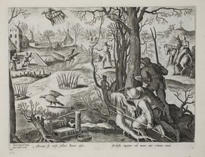 Vogelvangers die vallen met ratten gebruiken om haviken te vangen, plaat 64, illustratie uit 