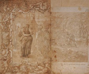 Tekening voor een wandtapijt met het verhaal van Ulysses en Diomedes door Jan van der Straet