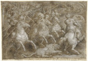Jacht op Perzische leeuwen (Jachtpartijen, dl. 2) door Jan van der Straet