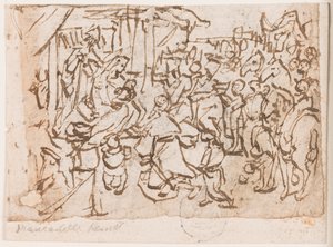 Pagina uit een schetsboek; Aanbidding van de wijzen; Sint-Christoffel en Christus Kind