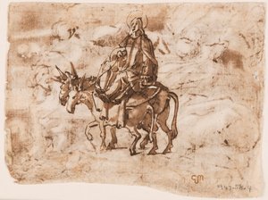 Pagina uit een schetsboek; Vlucht naar Egypte; Kruisiging door Jan van der Straet, called Stradanus