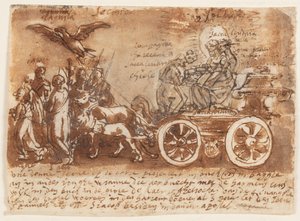 Voorstudie voor de Triomf van de Heilige Schrift door Jan van der Straet, called Stradanus