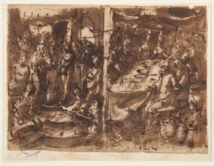 Recto: Huwelijk van de Maagd door Jan van der Straet, called Stradanus