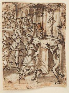 Sint Giovanni Gualberto en het Wonderbaarlijke Kruisbeeld door Jan van der Straet, called Stradanus
