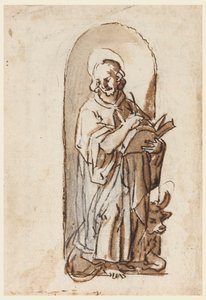 Sint Lucas in een Niche door Jan van der Straet, called Stradanus
